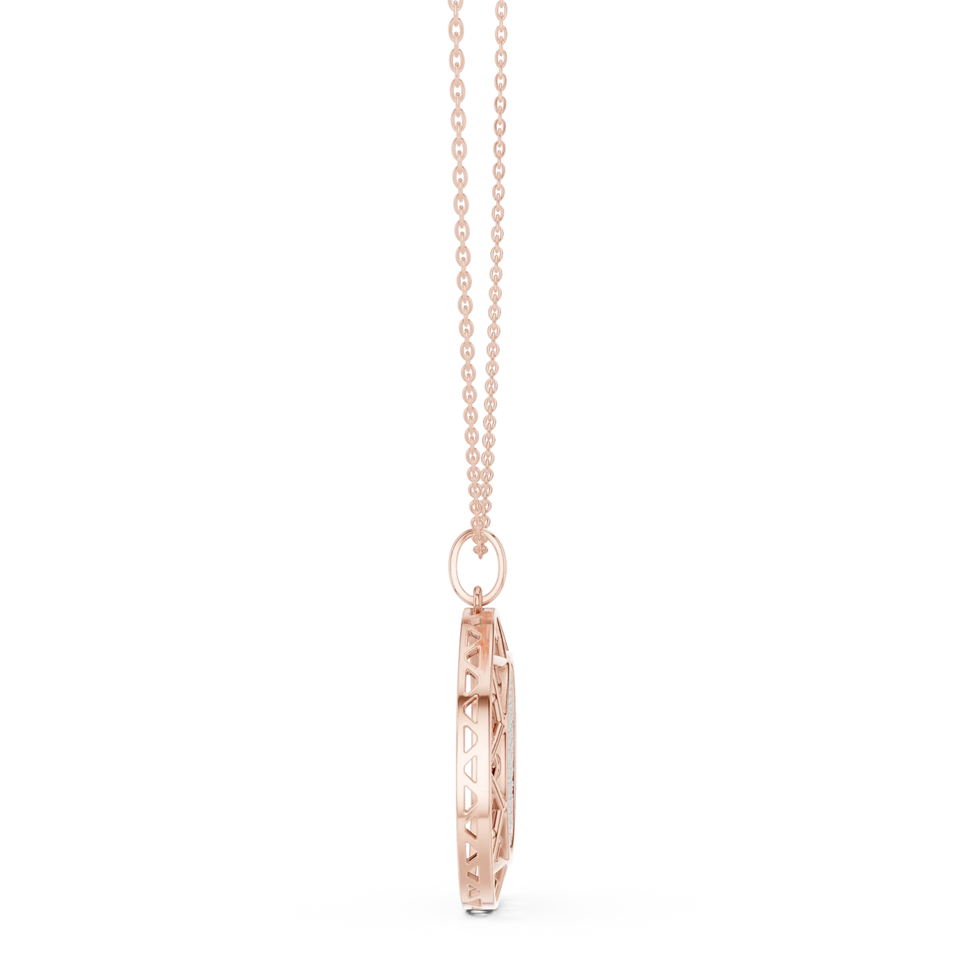 Side-Profile: Princess Diamond Pendant with Prong Setting in 14k Rose Gold - Lab Grown - Driona Jewels