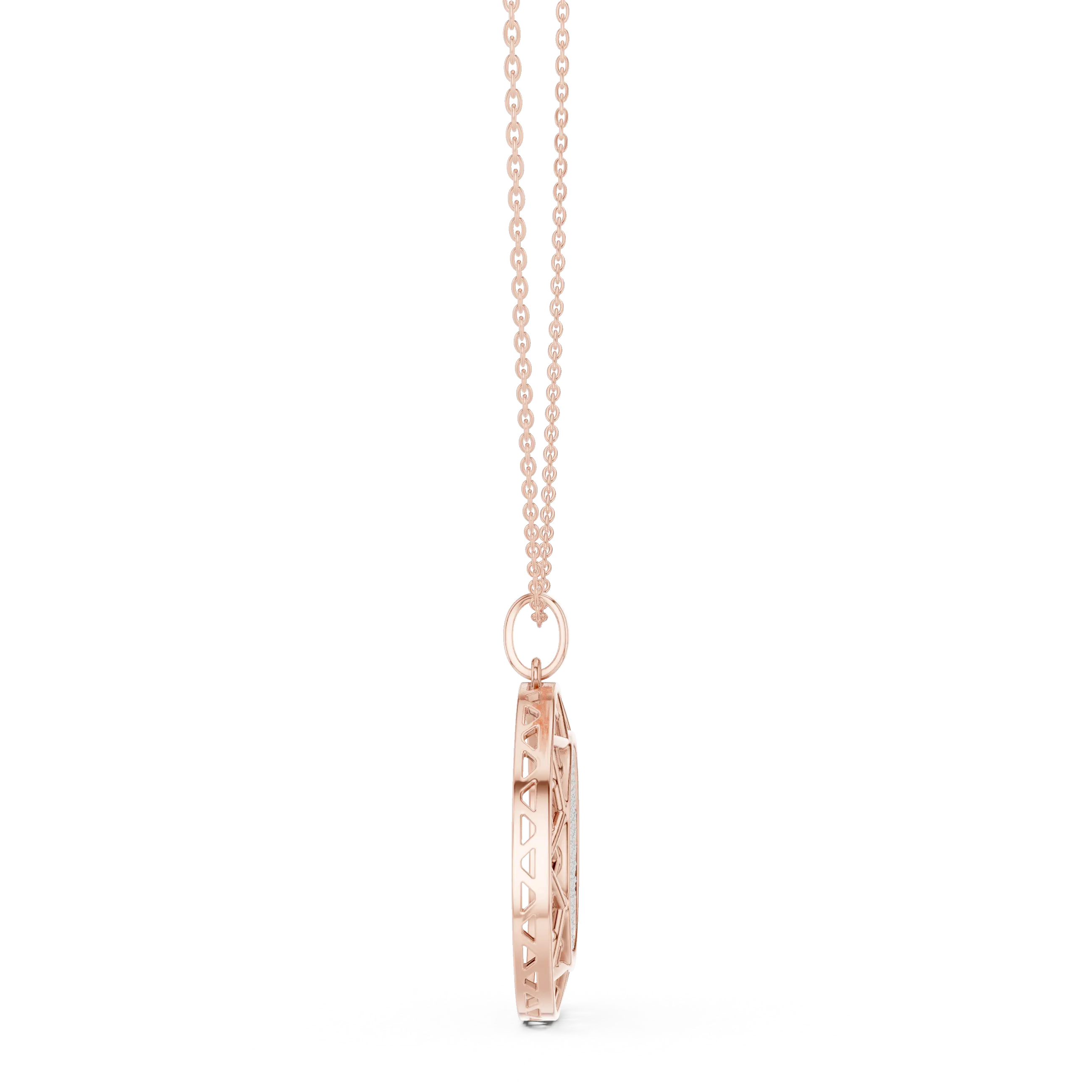 Side-Profile: Princess Diamond Pendant with Prong Setting in 14k Rose Gold - Lab Grown - Driona Jewels