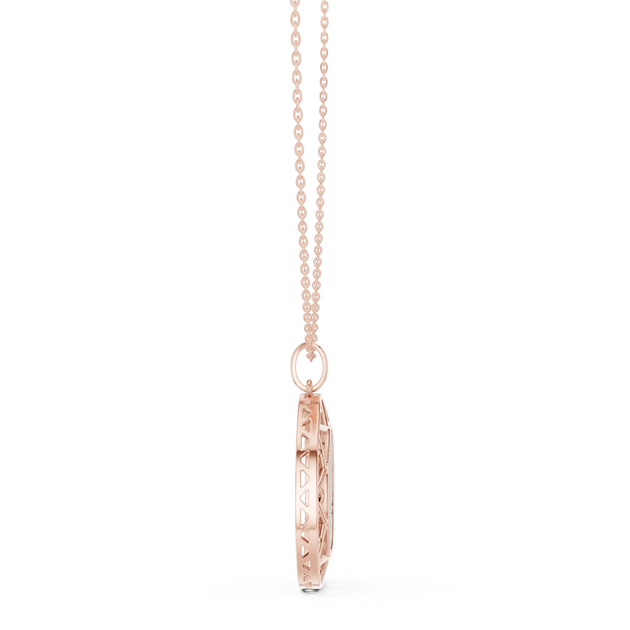 Side-Profile: Princess Diamond Pendant with Prong Setting in 14k Rose Gold - Lab Grown - Driona Jewels
