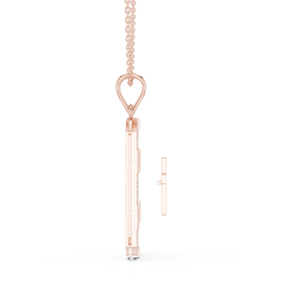 Side-Profile: Princess Diamond Pendant with Prong Setting in 14k Rose Gold - Lab Grown - Driona Jewels