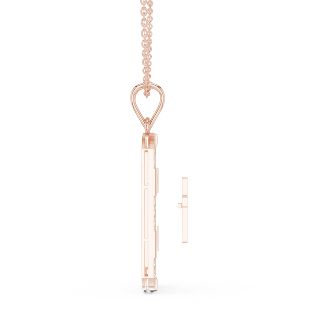 Side-Profile: Princess Diamond Pendant with Prong Setting in 14k Rose Gold - Lab Grown - Driona Jewels