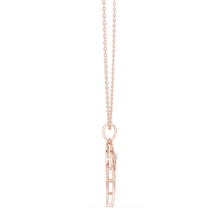 Side-Profile: Princess Cut Diamond Pendant with Prong Setting in 14k Rose Gold - Lab Grown - Driona Jewels