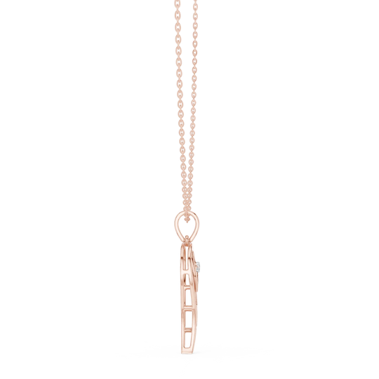 Side-Profile: Princess Cut Diamond Pendant with Prong Setting in 14k Rose Gold - Lab Grown - Driona Jewels
