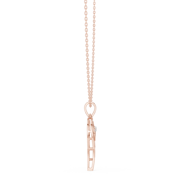 Side-Profile: Princess Cut Diamond Pendant with Prong Setting in 14k Rose Gold - Lab Grown - Driona Jewels