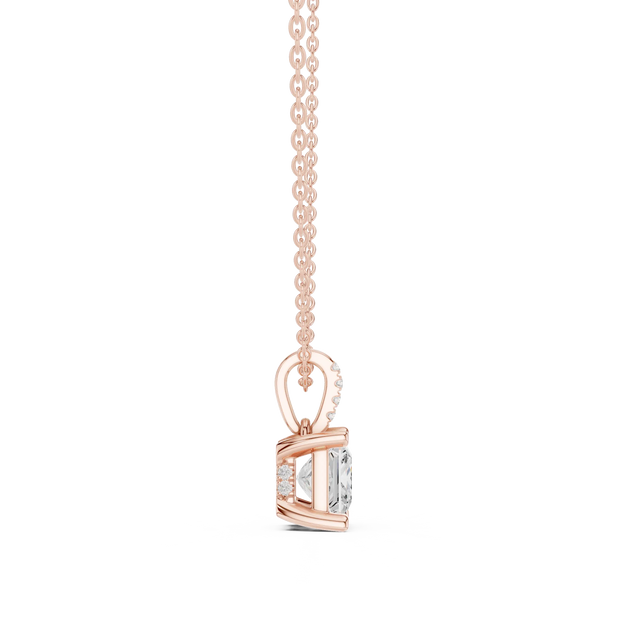 Sparkle-shot: Princess Diamond Pendant with Prong Setting in 14k Rose Gold - Lab Grown - Driona Jewels