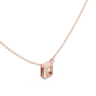 Three-quarter-view: Princess Cut Diamond Pendant with Prong Setting in 14k Rose Gold - Lab Grown - Driona Jewels