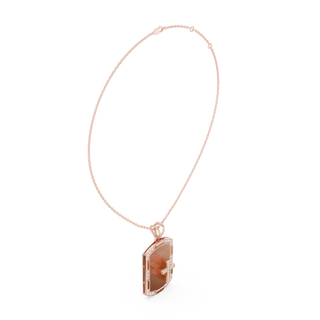 Three-quarter-view: Princess Cut Diamond Pendant with Prong Setting in 14k Rose Gold - Lab Grown - Driona Jewels