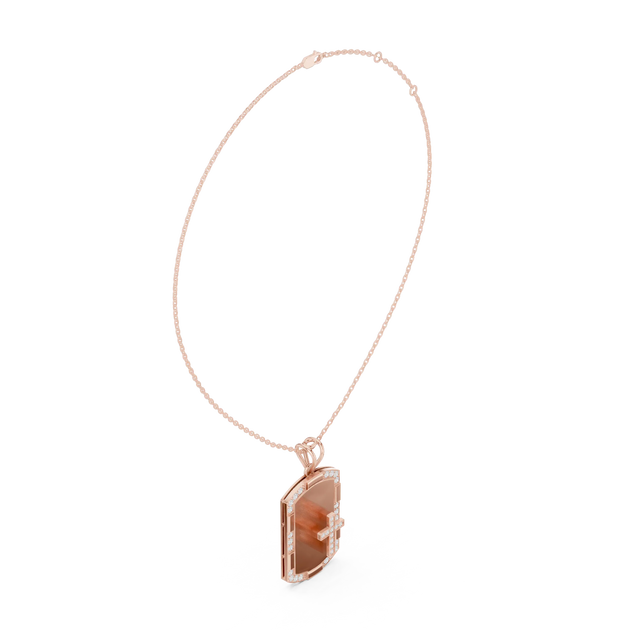 Three-quarter-view: Princess Cut Diamond Pendant with Prong Setting in 14k Rose Gold - Lab Grown - Driona Jewels