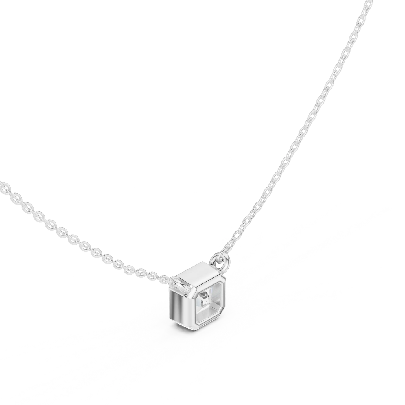 Front-view: Princess Cut Diamond Pendant with Prong Setting in 925 Silver - Lab Grown - Driona Jewels