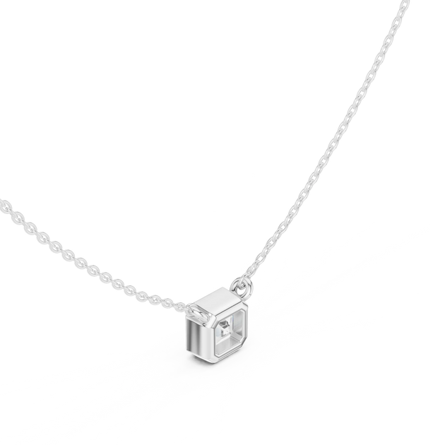 Front-view: Princess Cut Diamond Pendant with Prong Setting in 925 Silver - Lab Grown - Driona Jewels