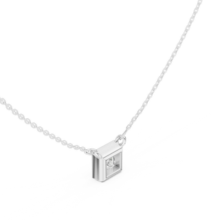 Front-view: Princess Cut Diamond Pendant with Prong Setting in 925 Silver - Lab Grown - Driona Jewels