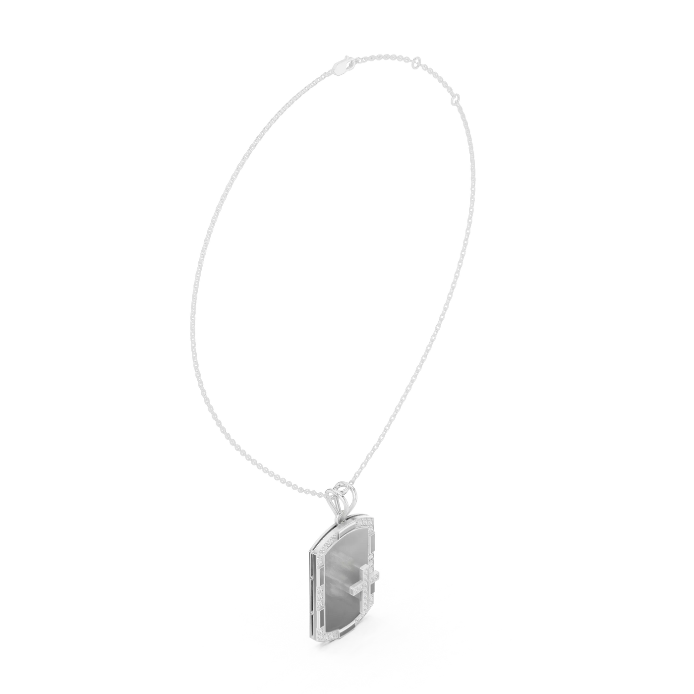Front-view: Princess Cut Diamond Pendant with Prong Setting in 925 Silver - Lab Grown - Driona Jewels