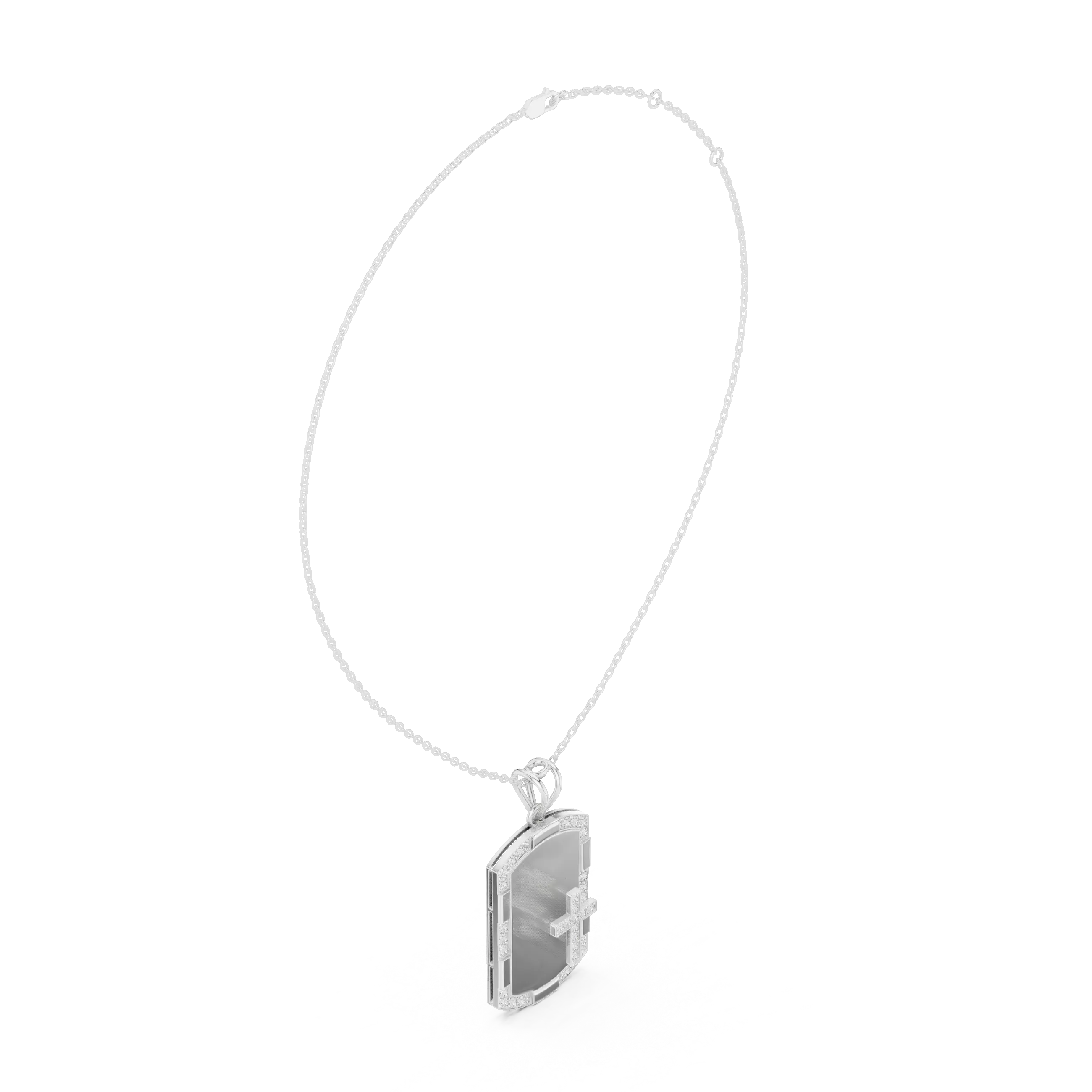 Front-view: Princess Cut Diamond Pendant with Prong Setting in 925 Silver - Lab Grown - Driona Jewels