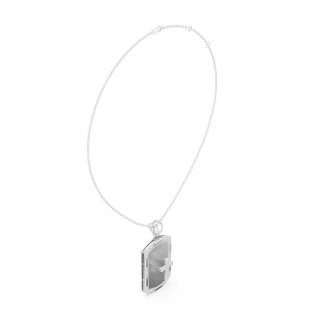 Front-view: Princess Cut Diamond Pendant with Prong Setting in 925 Silver - Lab Grown - Driona Jewels