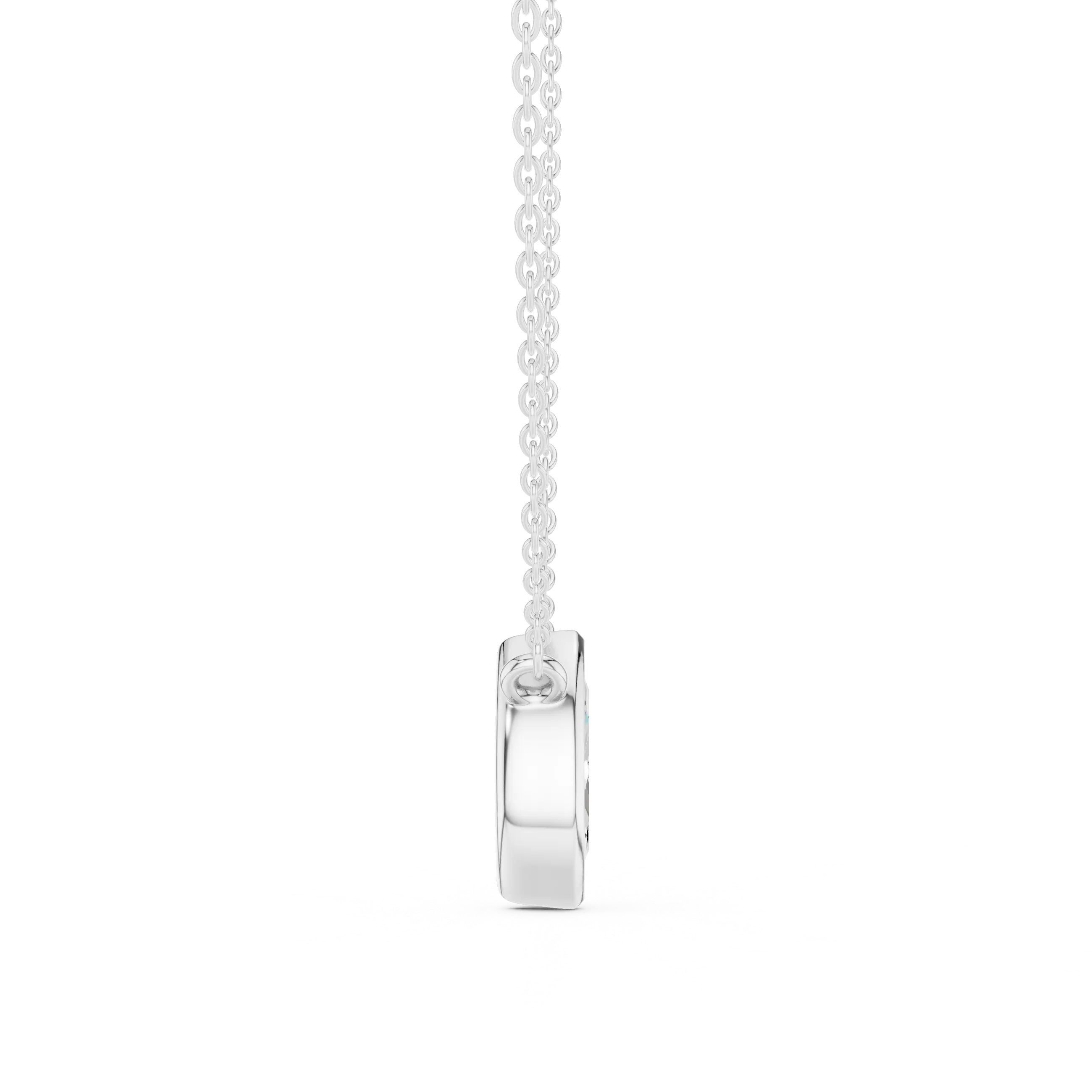 Front-view: Princess Cut Diamond Pendant with Prong Setting in 925 Silver - Lab Grown - Driona Jewels