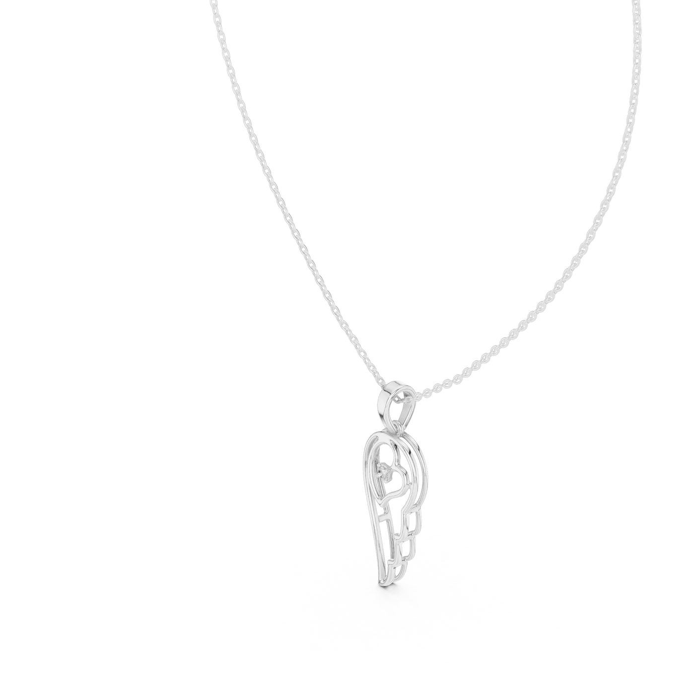 Front-view: Princess Cut Diamond Pendant with Prong Setting in 925 Silver - Lab Grown - Driona Jewels