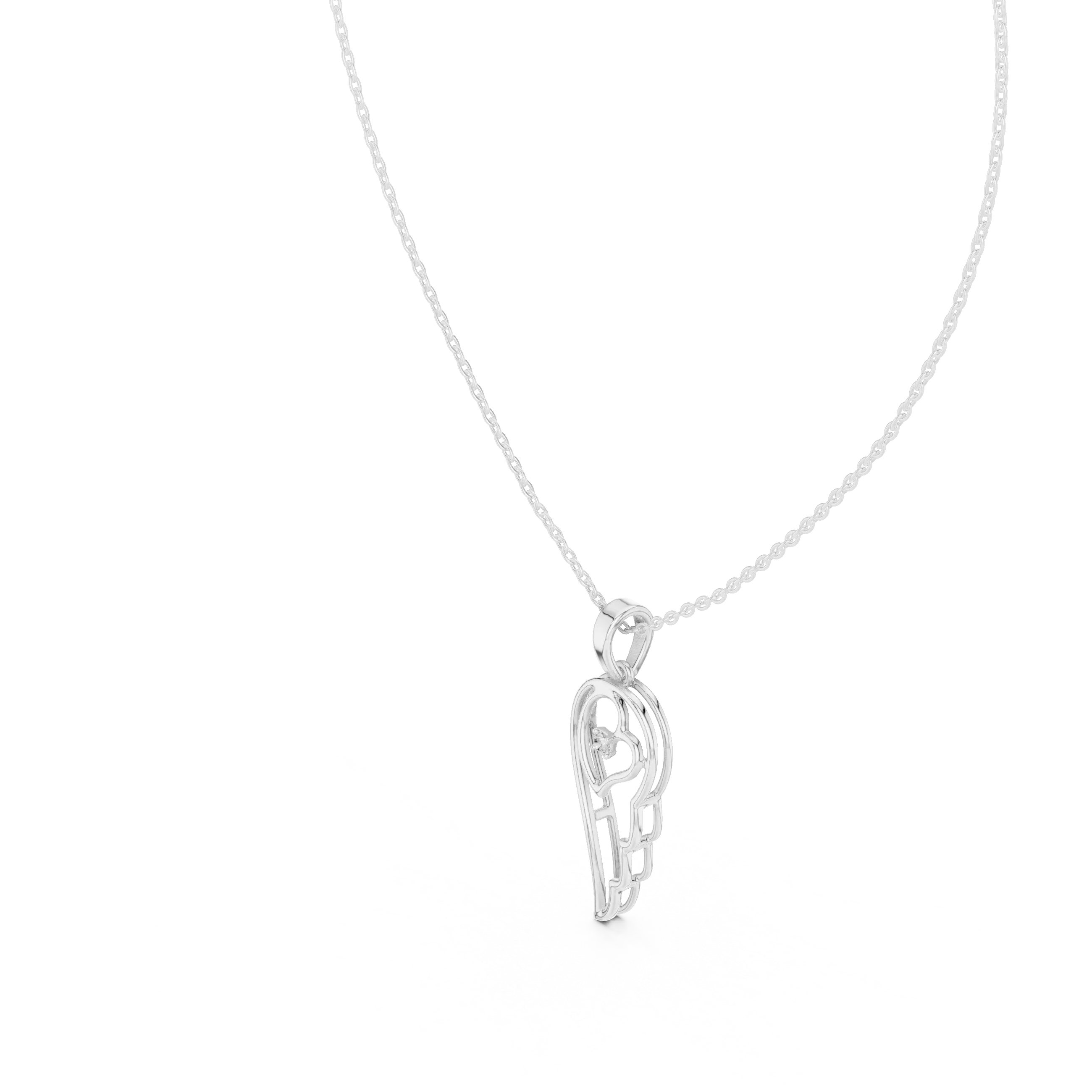 Front-view: Princess Cut Diamond Pendant with Prong Setting in 925 Silver - Lab Grown - Driona Jewels