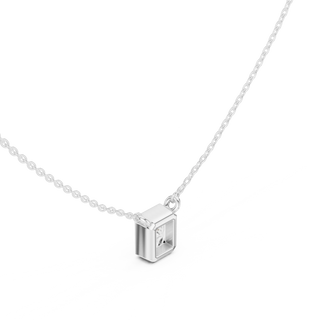 Three-quarter-view: Princess Cut Diamond Pendant with Prong Setting in 925 Silver - Lab Grown - Driona Jewels