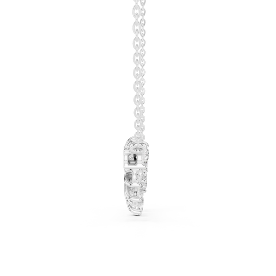Front-view: Princess Cut Diamond Pendant with Prong Setting in 14k White Gold - Lab Grown - Driona Jewels