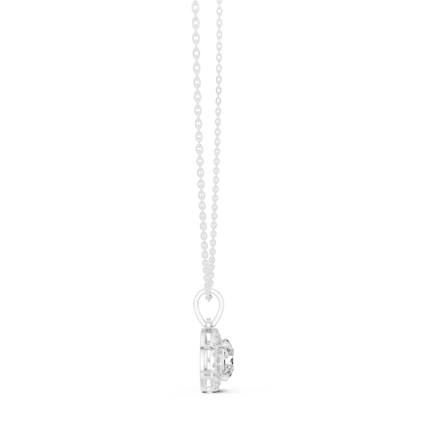 Front-view: Princess Cut Diamond Pendant with Prong Setting in 14k White Gold - Lab Grown - Driona Jewels