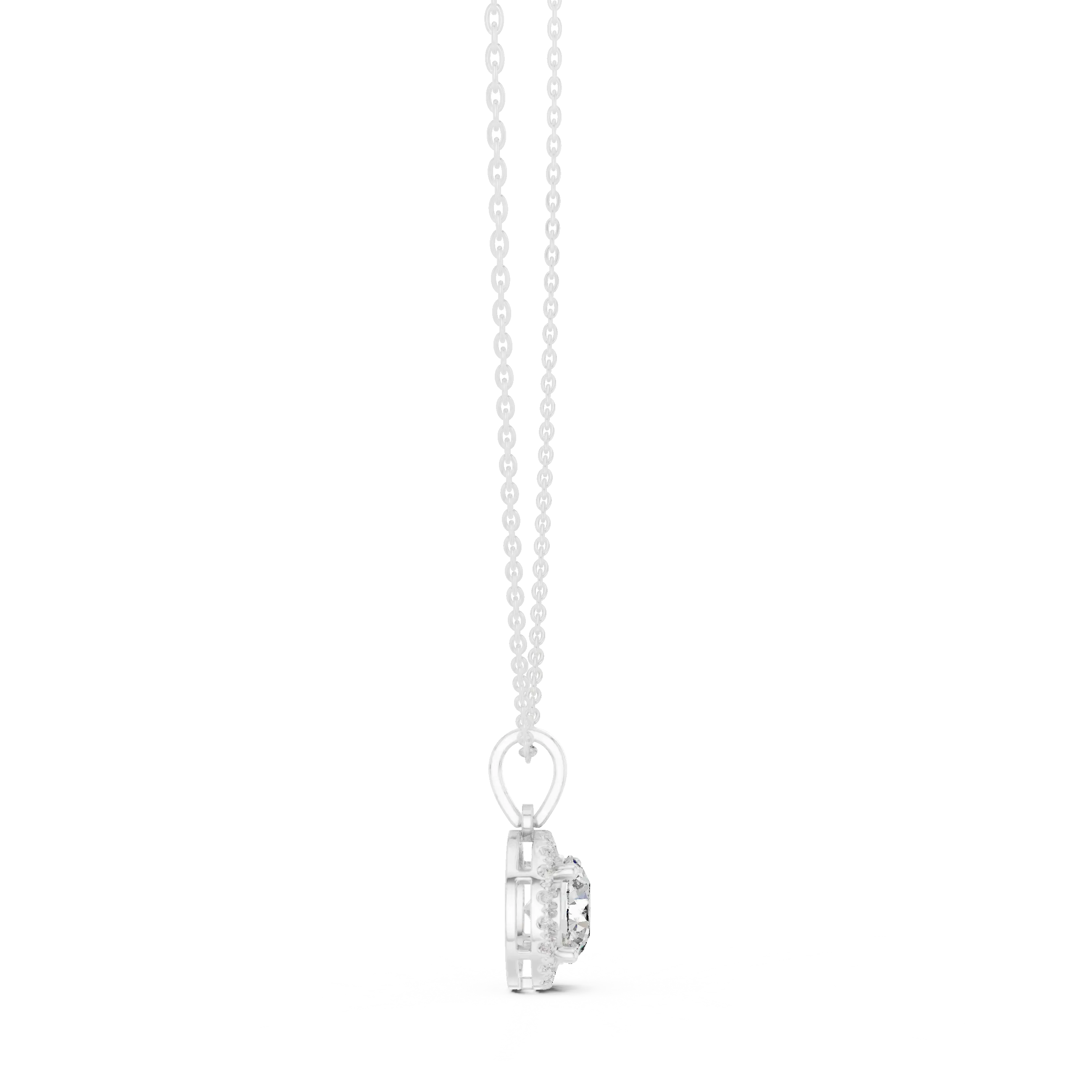 Front-view: Princess Cut Diamond Pendant with Prong Setting in 14k White Gold - Lab Grown - Driona Jewels