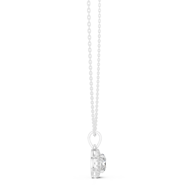 Front-view: Princess Cut Diamond Pendant with Prong Setting in 14k White Gold - Lab Grown - Driona Jewels