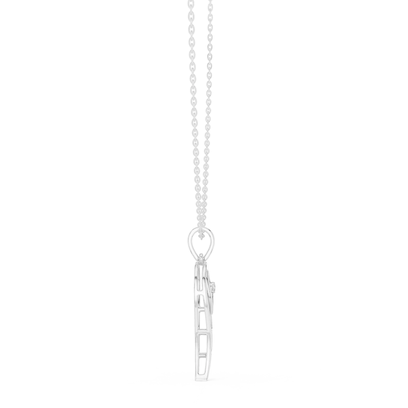 Front-view: Princess Cut Diamond Pendant with Prong Setting in 14k White Gold - Lab Grown - Driona Jewels