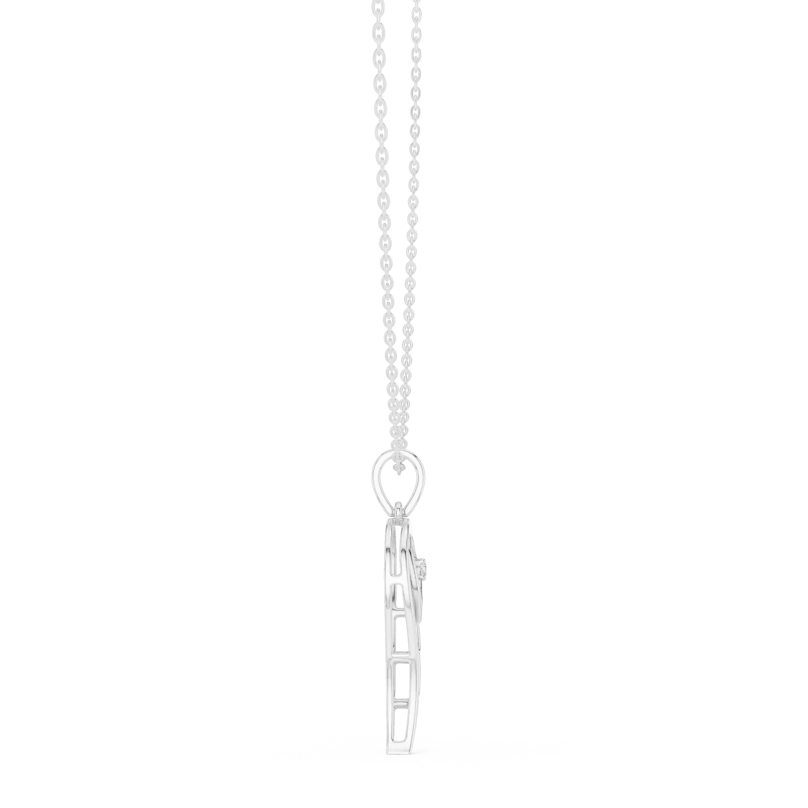 Front-view: Princess Cut Diamond Pendant with Prong Setting in 14k White Gold - Lab Grown - Driona Jewels