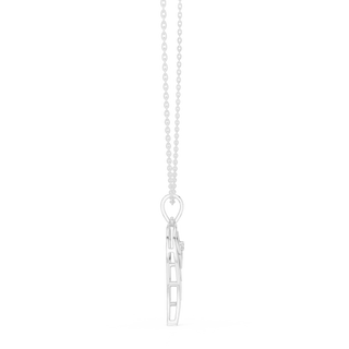 Front-view: Princess Cut Diamond Pendant with Prong Setting in 14k White Gold - Lab Grown - Driona Jewels