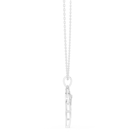 Front-view: Princess Cut Diamond Pendant with Prong Setting in 14k White Gold - Lab Grown - Driona Jewels