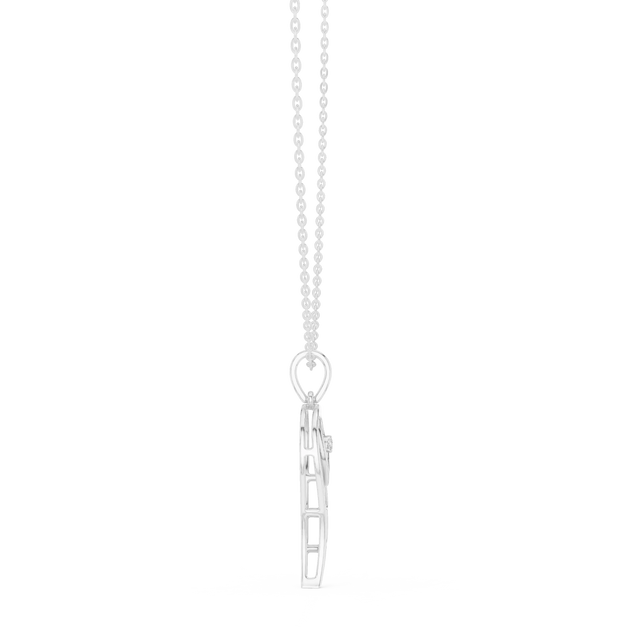 Front-view: Princess Cut Diamond Pendant with Prong Setting in 14k White Gold - Lab Grown - Driona Jewels