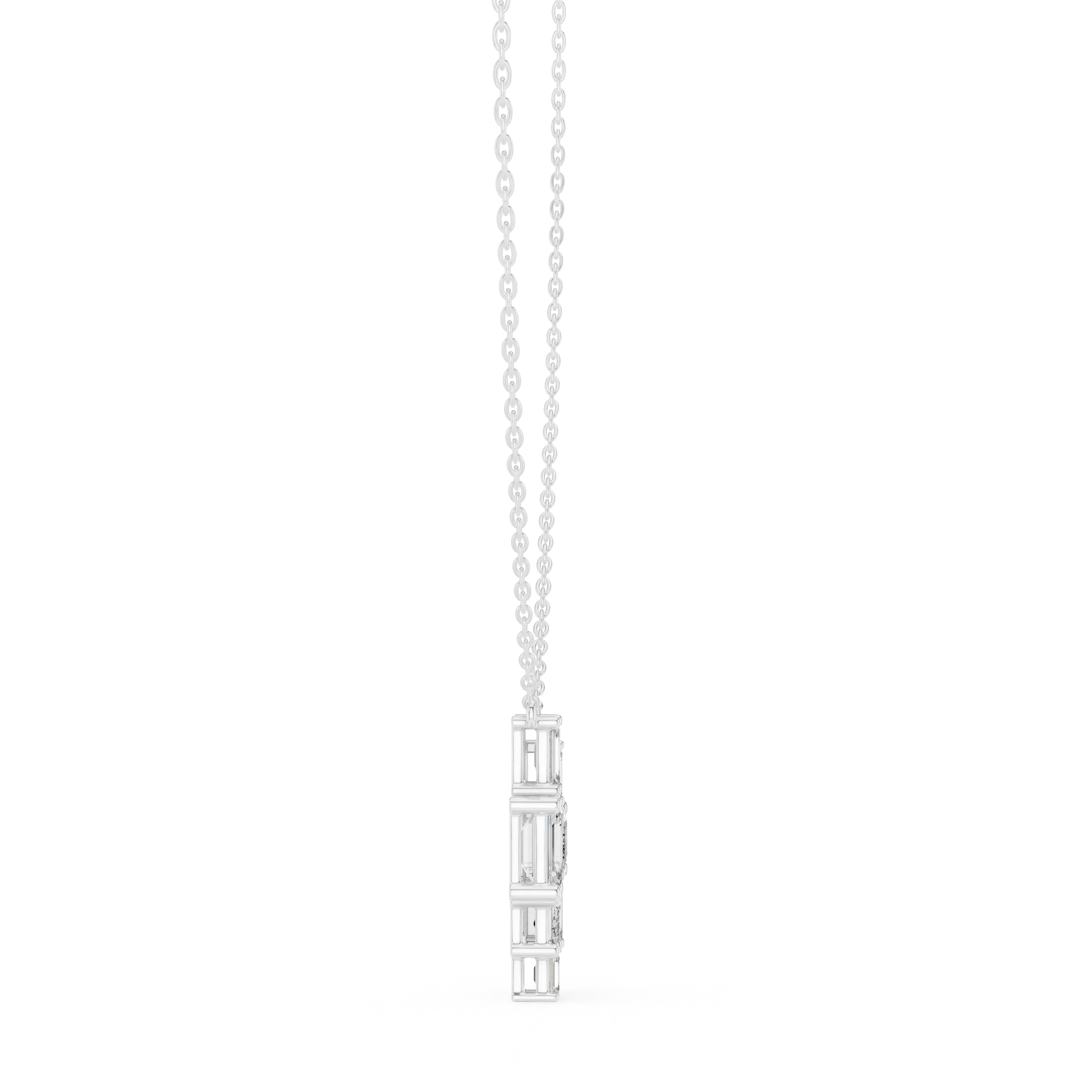 Front-view: Princess Cut Diamond Pendant with Prong Setting in 14k White Gold - Lab Grown - Driona Jewels