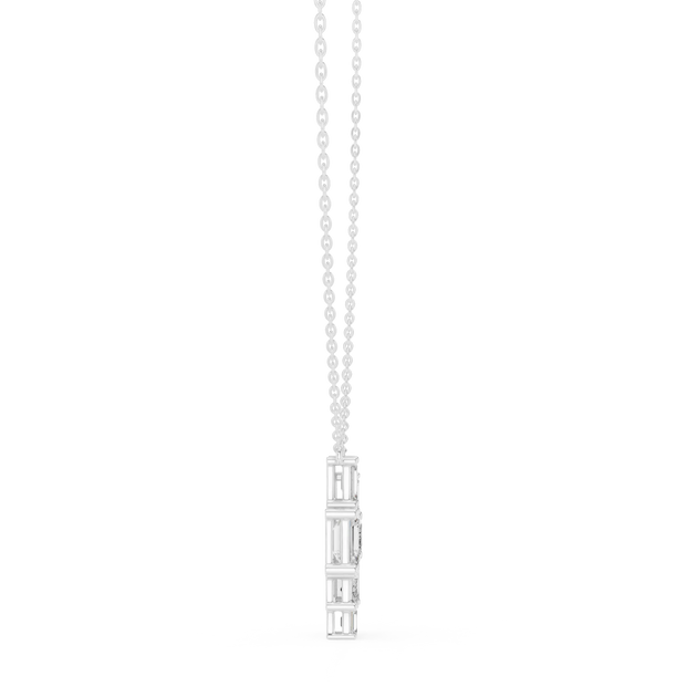 Front-view: Princess Cut Diamond Pendant with Prong Setting in 14k White Gold - Lab Grown - Driona Jewels