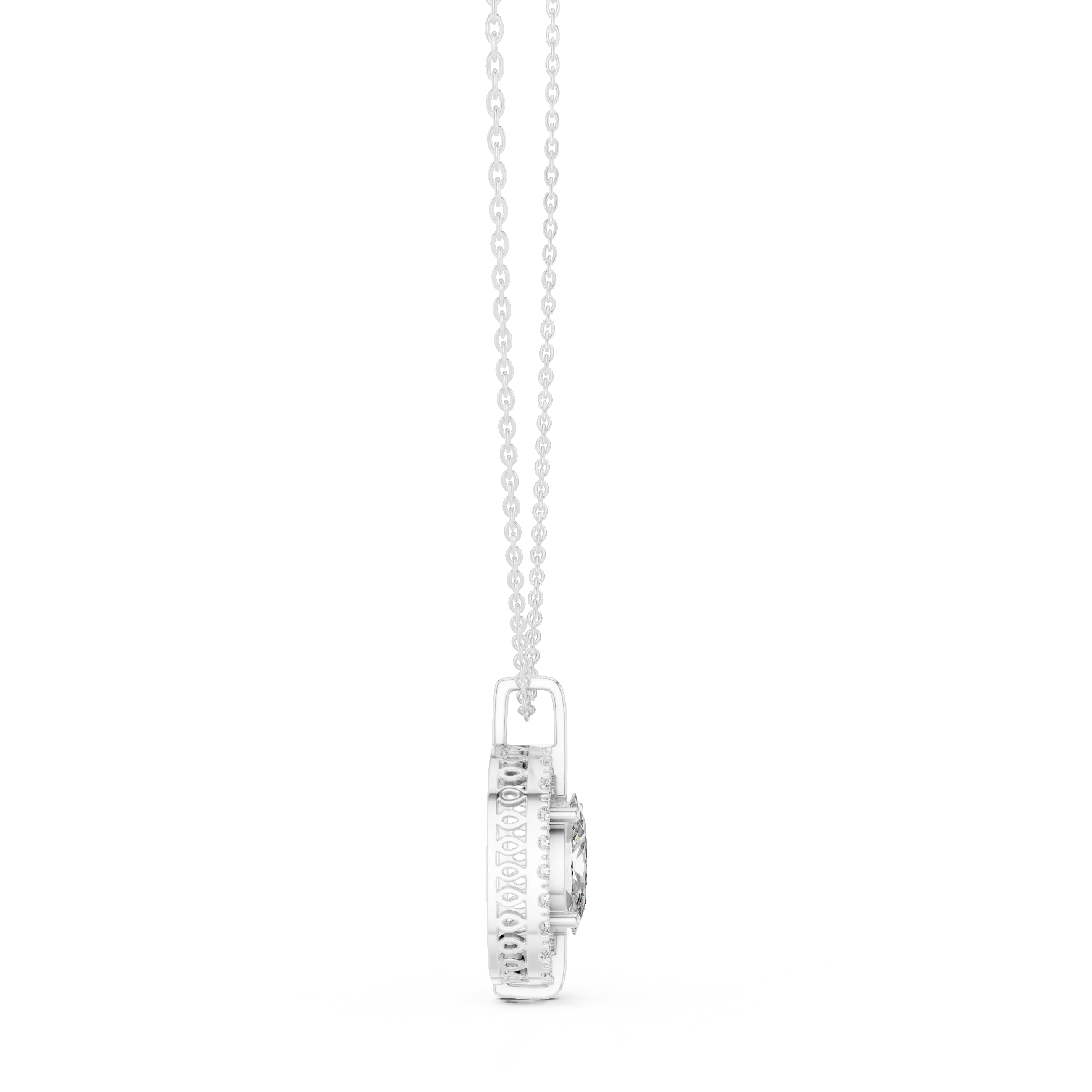 Front-view: Princess Diamond Pendant with Prong Setting in 14k White Gold - Lab Grown - Driona Jewels