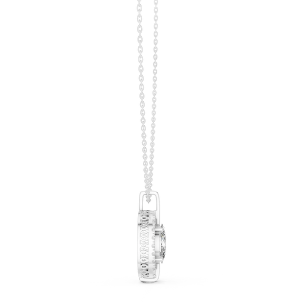 Front-view: Princess Diamond Pendant with Prong Setting in 14k White Gold - Lab Grown - Driona Jewels