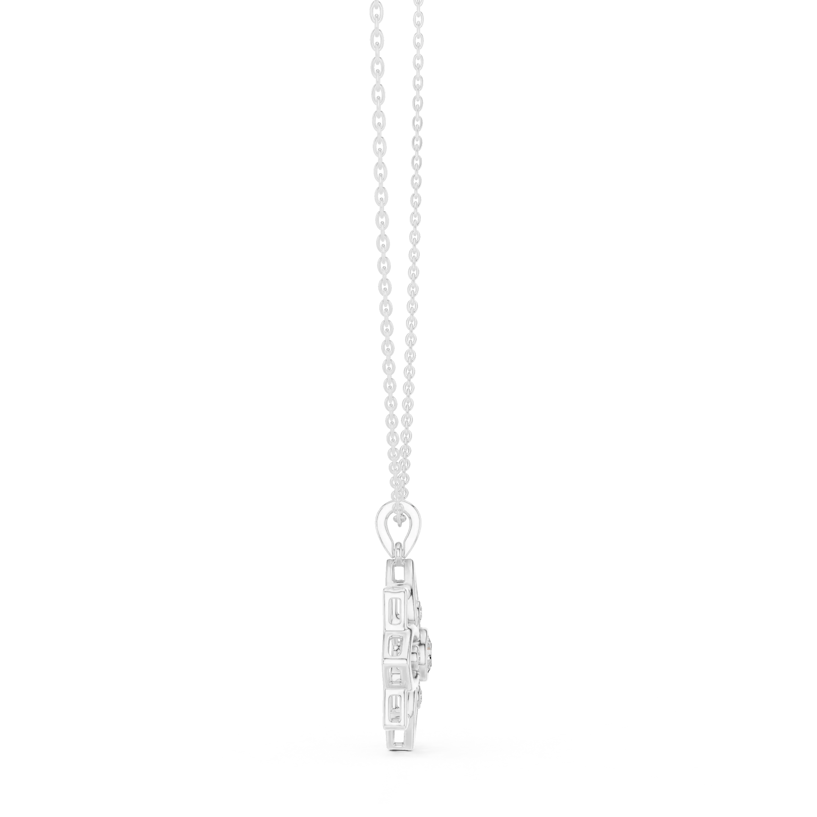 Front-View: Princess Cut Diamond Pendant with Prong Setting in 14k White Gold - Lab Grown - Driona Jewels