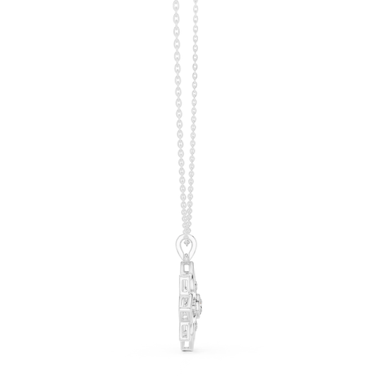 Front-View: Princess Cut Diamond Pendant with Prong Setting in 14k White Gold - Lab Grown - Driona Jewels