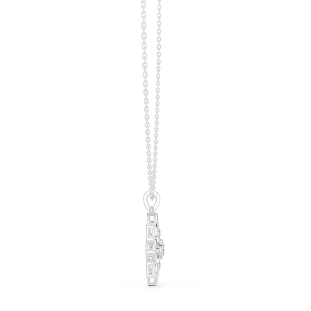 Front-View: Princess Cut Diamond Pendant with Prong Setting in 14k White Gold - Lab Grown - Driona Jewels