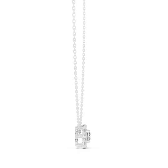 Front-view: Princess Diamond Pendant with Prong Setting in 14k White Gold - Lab Grown - Driona Jewels