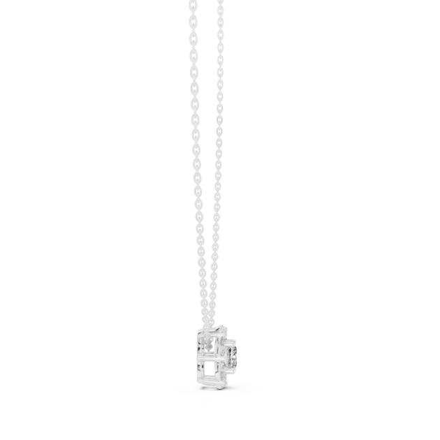 Front-view: Princess Diamond Pendant with Prong Setting in 14k White Gold - Lab Grown - Driona Jewels