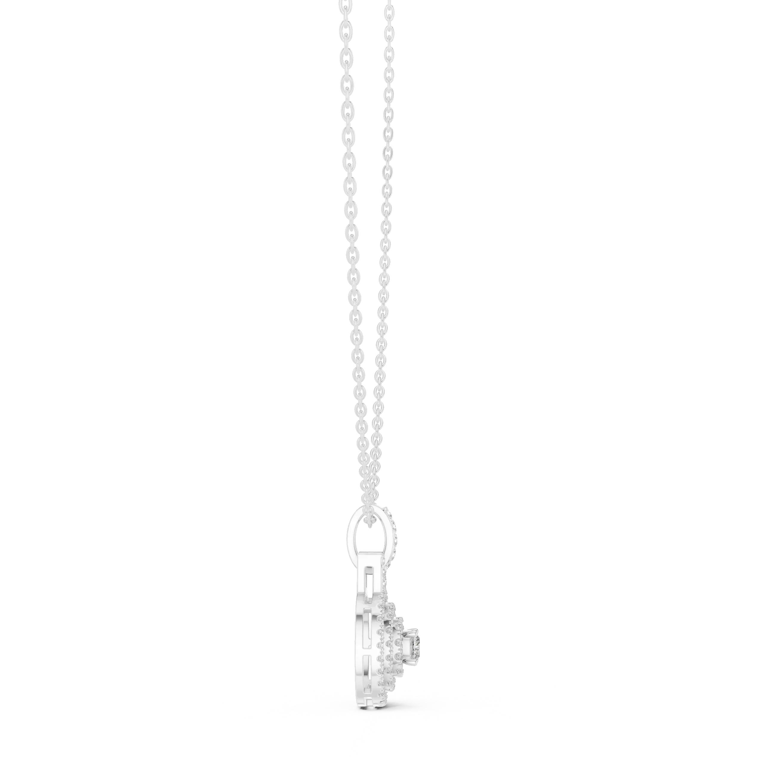 Front-view: Princess Cut Diamond Pendant with Prong Setting in 14k White Gold - Lab Grown - Driona Jewels