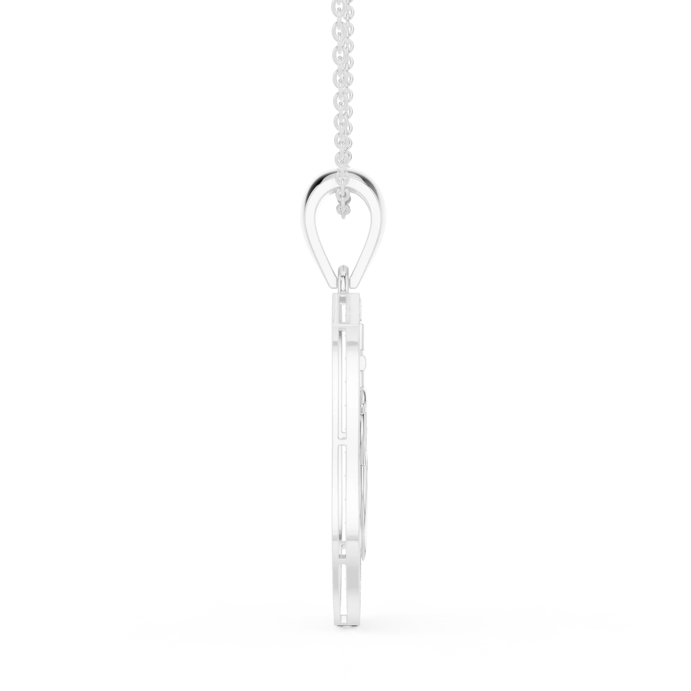 Side-Profile: Princess Diamond Pendant with Prong Setting in 14k White Gold - Lab Grown - Driona Jewels
