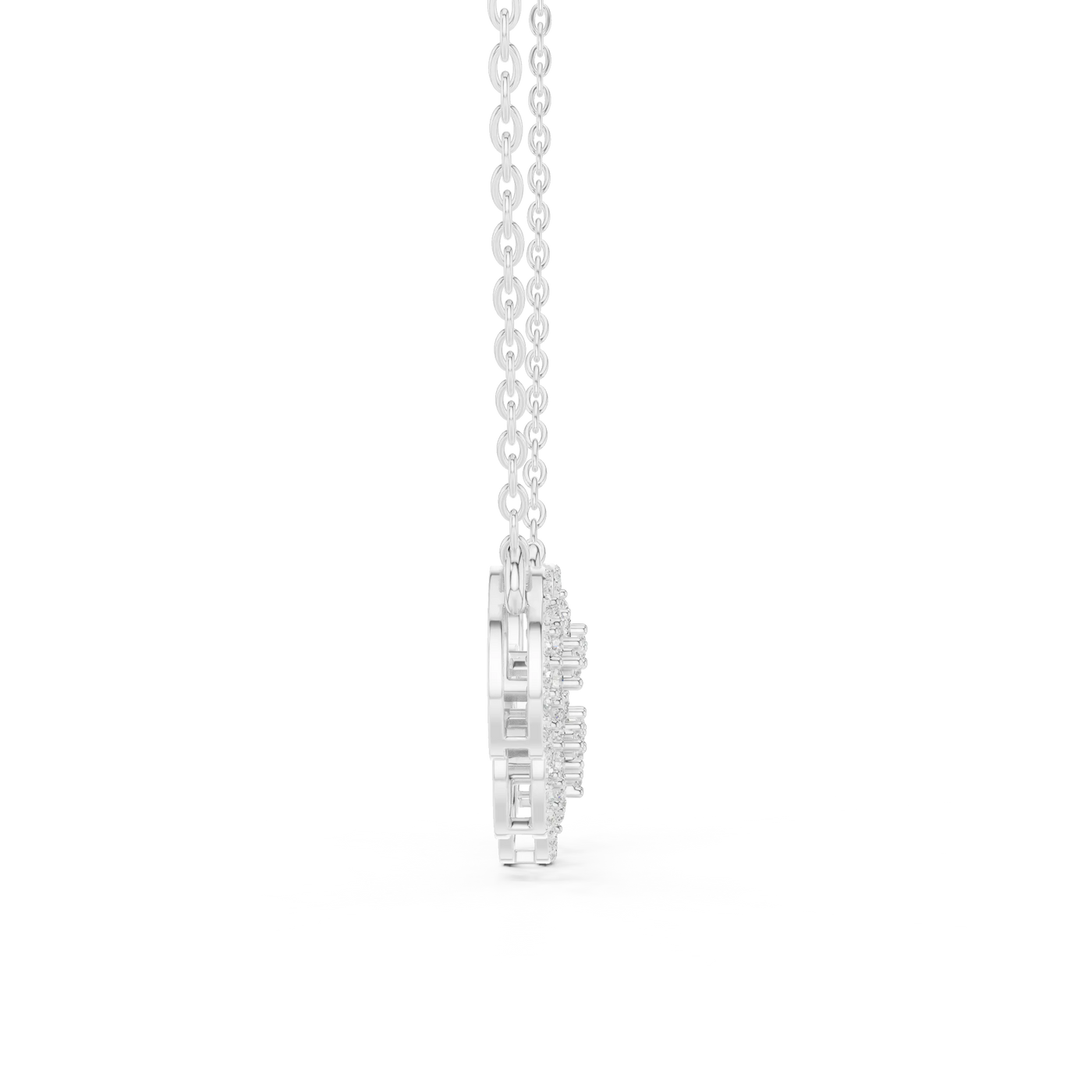 Three-quarter-view: Princess Cut Diamond Pendant with Prong Setting in 14k White Gold - Lab Grown - Driona Jewels