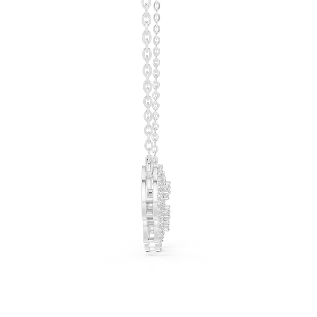 Three-quarter-view: Princess Cut Diamond Pendant with Prong Setting in 14k White Gold - Lab Grown - Driona Jewels