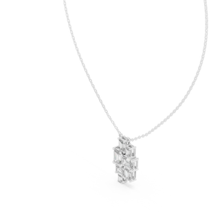 Three-quarter-view: Princess Cut Diamond Pendant with Prong Setting in 14k White Gold - Lab Grown - Driona Jewels
