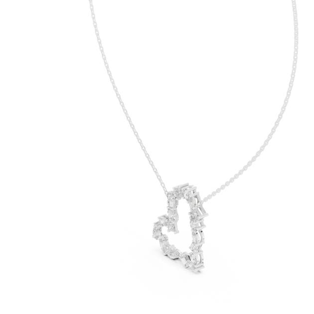 Driona Jewels Heart Pendant Necklace – 14K Gold Baguette Moissanite