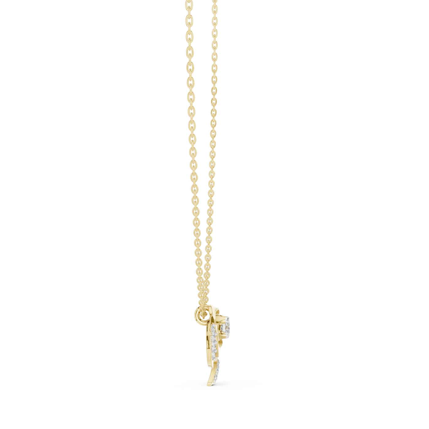 Front-View: Princess Cut Diamond Pendant with Prong Setting in 14k Yellow Gold - Lab Grown - Driona Jewels