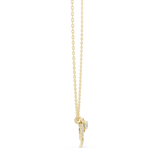 Front-View: Princess Cut Diamond Pendant with Prong Setting in 14k Yellow Gold - Lab Grown - Driona Jewels