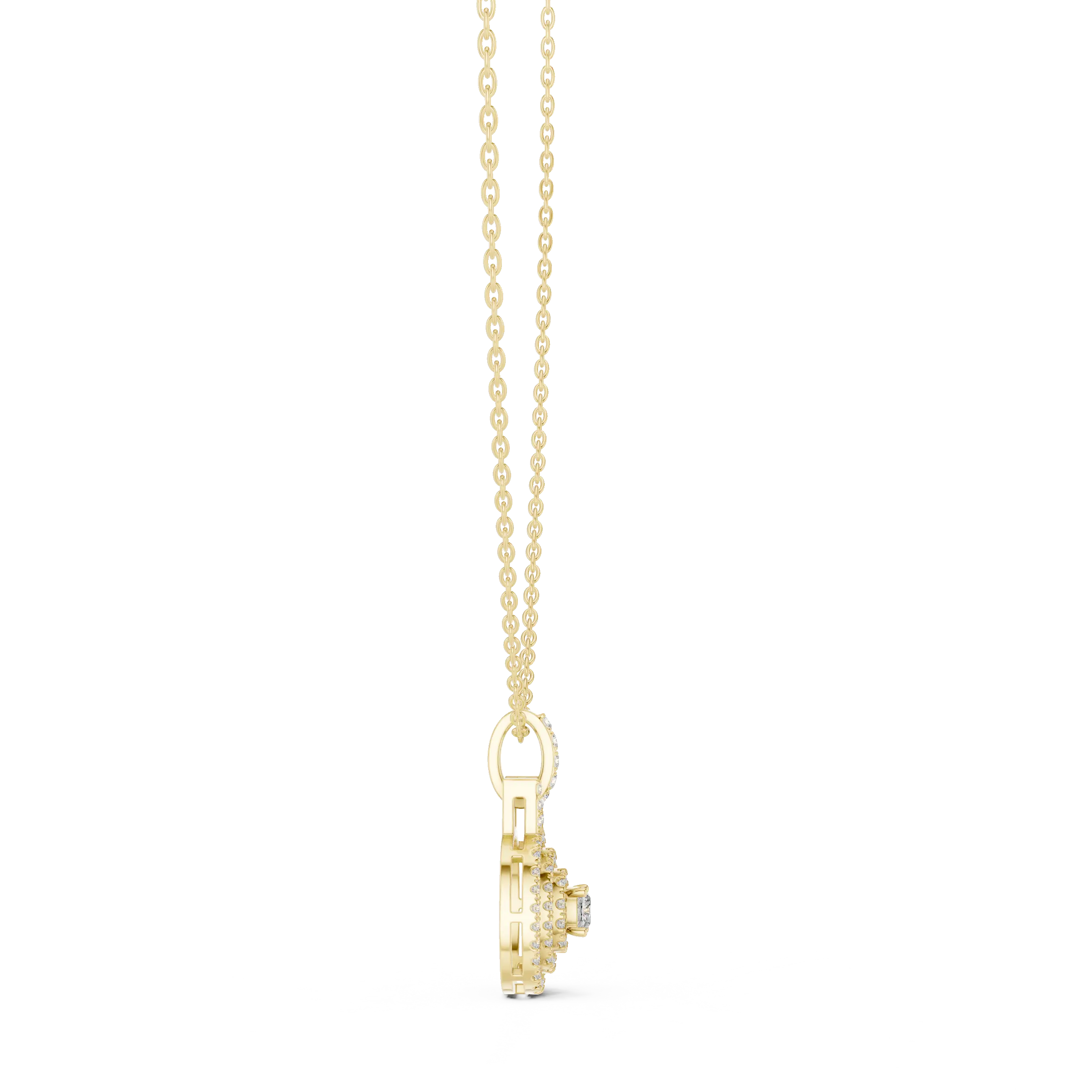 Front-View: Princess Diamond Pendant with Prong Setting in 14k Yellow Gold - Lab Grown - Driona Jewels