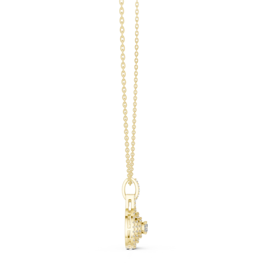 Front-View: Princess Diamond Pendant with Prong Setting in 14k Yellow Gold - Lab Grown - Driona Jewels